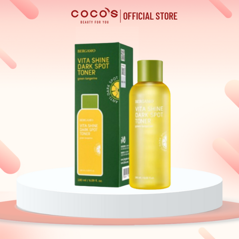 Toner Quýt Xanh Trắng Da Mờ Thâm Nám Bergamo Green Tangerine Vita Shine Dark Spot Toner 180ml