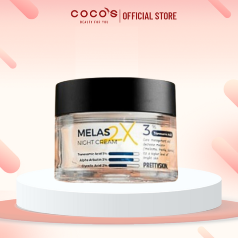 Kem Dưỡng Pretty Skin Melas 2x Night Cream, Kem Dưỡng Ban Đêm Trắng Da, Kem Dưỡng Mờ Thâm Sạm Nám 50ml