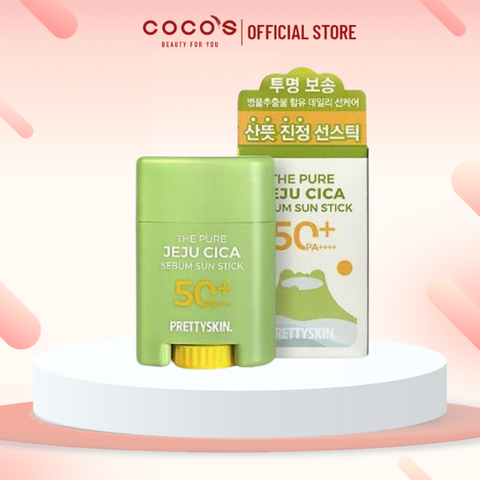 Sáp Chống Nắng Prettyskin The Pure Jeju Cica Sebum Sun Stick, Sáp Chống Nắng Rau Má,Sáp Chống Nắng Da Mụn SPF50+PA++++18g