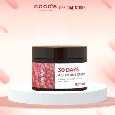 Kem Dưỡng Pretty Skin Collagen 30 Days All In One Cream - Kem Dưỡng Cấp Ẩm, Phục Hồi Da