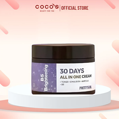 Kem Dưỡng Phục Hồi, Dưỡng Ẩm Trắng Da Pretty Skin 30 Days All In One Cream B5 Brightening 100ml