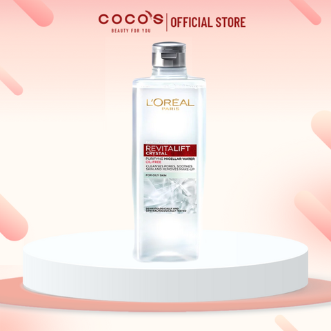 Nước Tẩy Trang L'Oréal Paris Revitalift Crystal Purifying Micellar Water Làm Sạch Sâu Cho Da Dầu