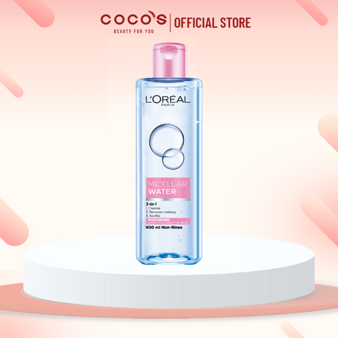 Nước Tẩy Trang L'Oreal Micellar Water 3-in-1 Moisturizing Even For Sensitive Skin Dưỡng Ẩm Cho Da Thường, Khô 400ml