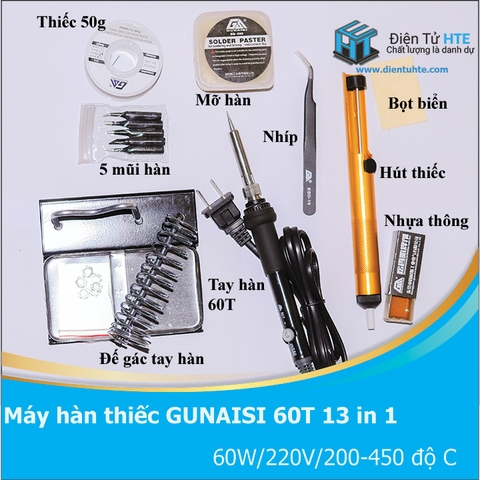 Bộ máy hàn thiếc chỉnh nhiệt GUNAISI 60T 13 trong 1