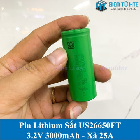 Pin Lithium Sắt LiFePO4 Sony US26650FT 3.2V 3.0Ah xả 25A