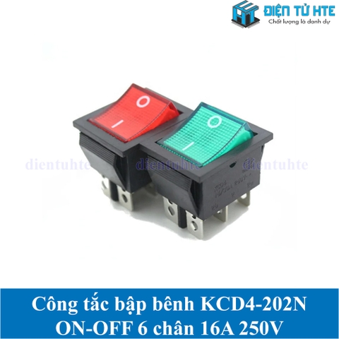 Công tắc bập bênh ON-OFF KCD4 KCD4-202N 6 chân 250V 16A Có đèn