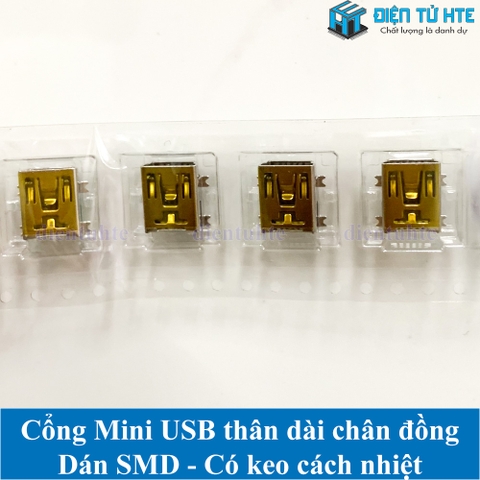 Cổng mini USB SMD 5P - chân đồng thân dài