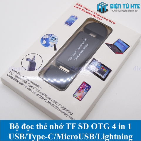 Bộ đọc thẻ nhớ TF SD OTG 4 in 1 USB/Type-C/MicroUSB/Lightning YC-350