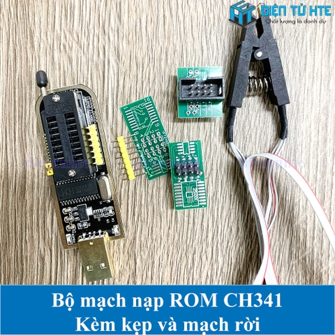 [BỘ] Mạch nạp ROM FLASH EEPROM SPI giao tiếp USB CH341 kèm kẹp và mạch nạp rời