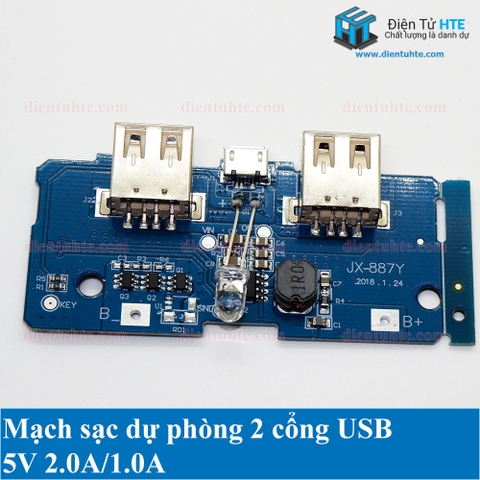 Mạch sạc dự phòng 2 cổng USB 5V 1A 2A