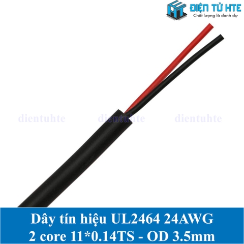 Dây tín hiệu 2 lõi 2464 24AWG 11*0.14TS vỏ PVC 80 độ OD 3.5mm