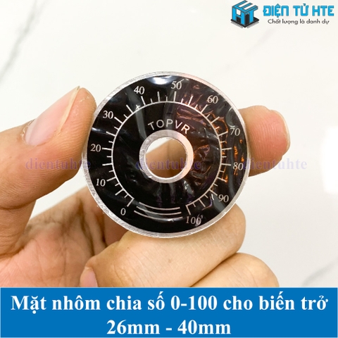 Mặt nhôm chia số 0-100 cho biến trở 26mm 40mm