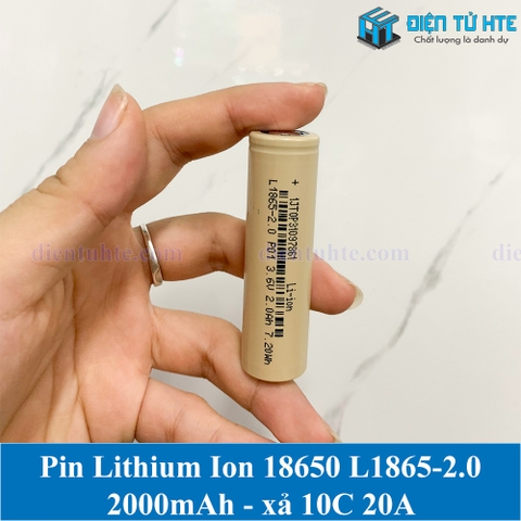 Pin Lithium Ion L1865-2.0 18650 2000mAh xả 10c Lithius vàng