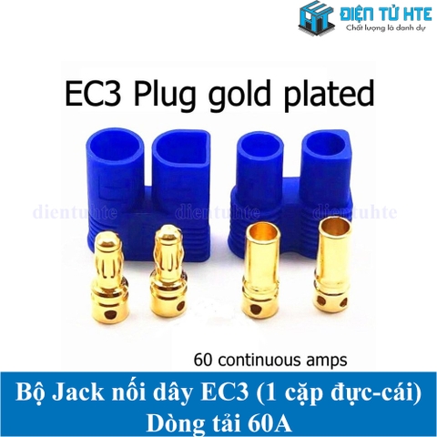 Bộ đầu nối dây DC Ắc quy EC3 60A (Đực - Cái, Vỏ nhựa, Cọc đồng)