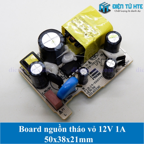 Board nguồn tháo vỏ 12V 1A 50x38x21mm