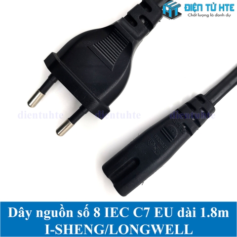 Dây nguồn số 8 IEC C7 10A chuẩn EU  I-SHENG/LONGWELL 1.8 mét