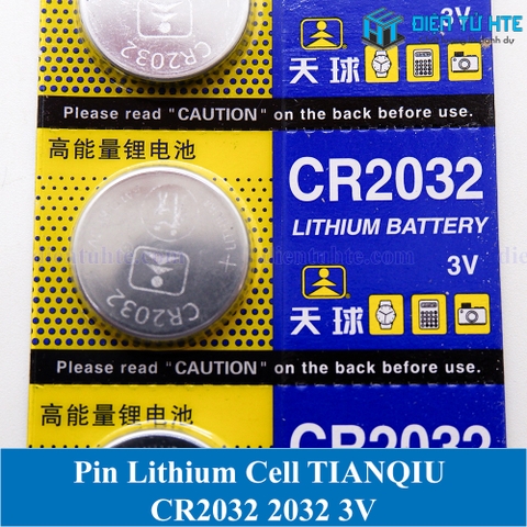 Pin Lithium Cell TIANQIU CR2032 2032 3V (Trong vỉ)