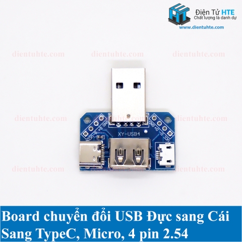 Board chuyển đổi USBA đực sang cái - MicroUSB - TypeC - Header 2.54mm 4P