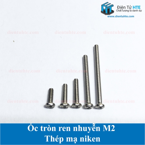 Ốc tròn ren nhuyễn M2 thép mạ niken PM2x8 dài 8mm