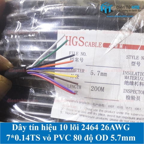 Dây tín hiệu 10 lõi 2464 26AWG 7*0.14TS vỏ PVC 80 độ OD 5.7mm
