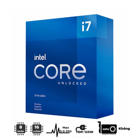 CPU INTEL CORE I7-11700KF (3.6GHZ TURBO UP TO 5GHZ, 8 NHÂN 16 LUỒNG, 16MB CACHE, 125W) - SOCKET INTEL LGA 1200