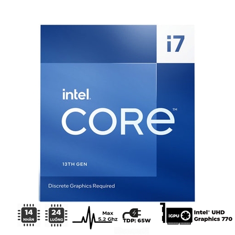 CPU INTEL CORE I7-13700 (UP TO 5.2GHZ, 16 NHÂN 24 LUỒNG, 30MB CACHE, 65W) - SOCKET INTEL LGA 1700/RAPTOR LAKE)