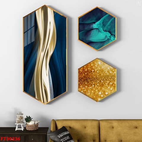 27LG Tranh Lục Giác Tráng Gương Trừu Tượng