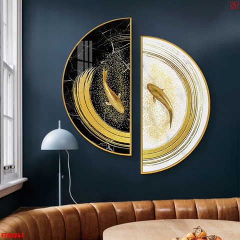 0022ZK Tranh Tráng Gương Bán Nguyệt Cá Vàng