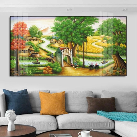 ĐQ16 Tranh Phong Cảnh Đồng Quê Tráng Gương