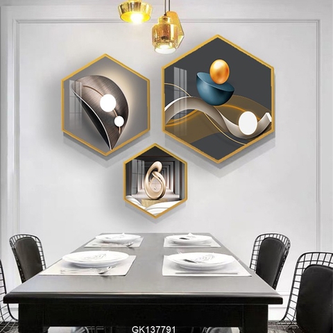 02LG Tranh Lục Giác Tráng Gương Trừu Tượng