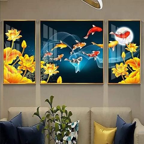 27CC Tranh Tráng Gương Cửu Ngư Quần Hội