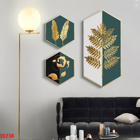 18LG Tranh Lục Giác Tráng Gương Trừu Tượng