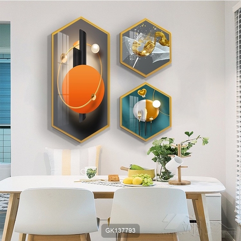 05LG Tranh Lục Giác Tráng Gương Trừu Tượng