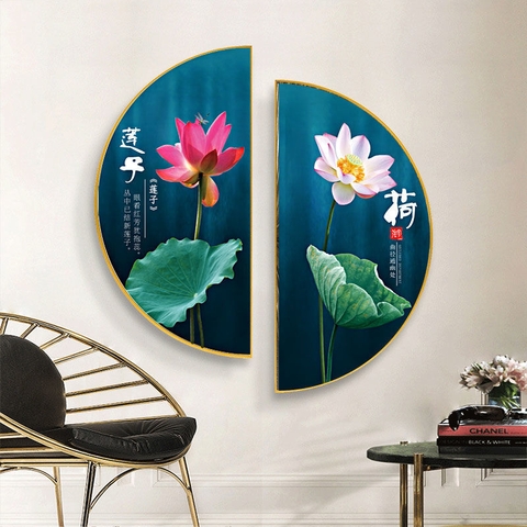 40BN Tranh Tráng Gương Bán Nguyệt Hoa Sen