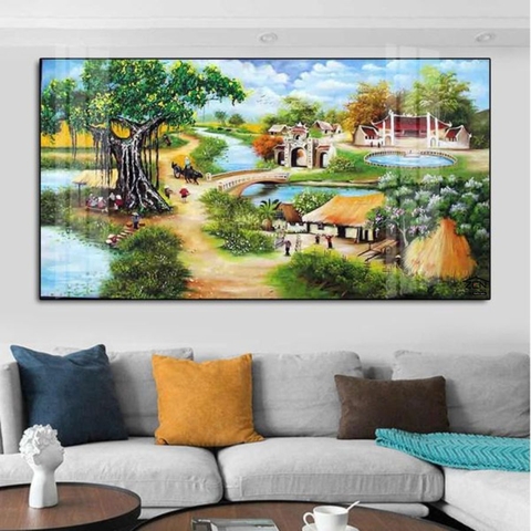 ĐQ30 Tranh Phong Cảnh Đồng Quê Tráng Gương