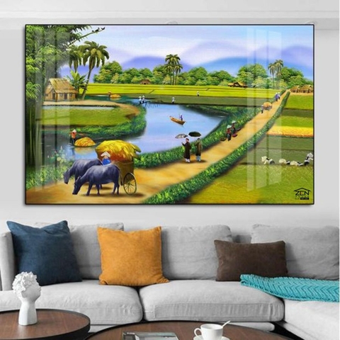 ĐQ09 Tranh Phong Cảnh Đồng Quê Tráng Gương