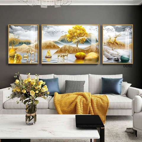 KD27 Tranh Khảm Đá Pha Lê Hươu