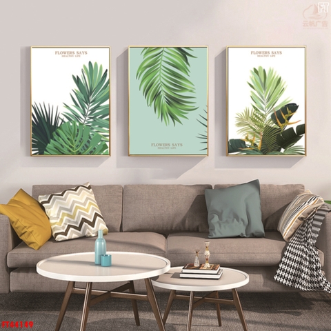 016ZN Tranh Tráng Gương Treo Tường Hoa Lá