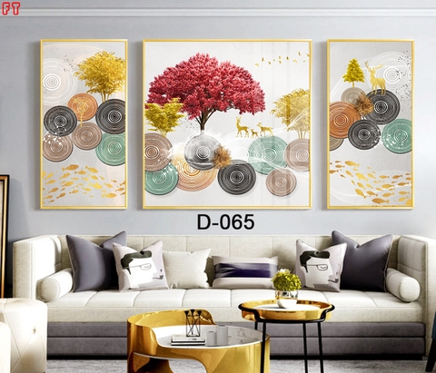 022ZK Tranh Tráng Gương Treo Tường Hươu Vàng