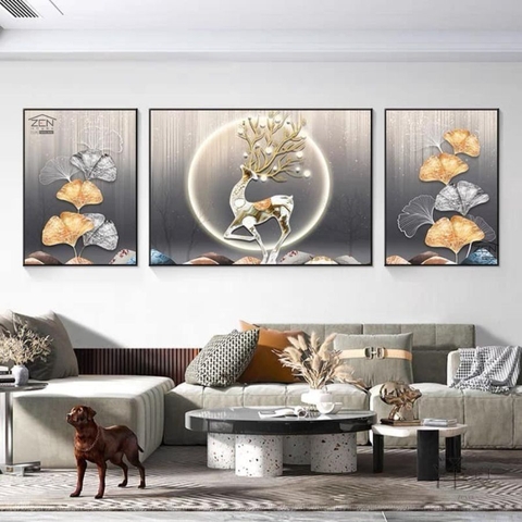 KD32 Tranh Khảm Đá Pha Lê Hươu