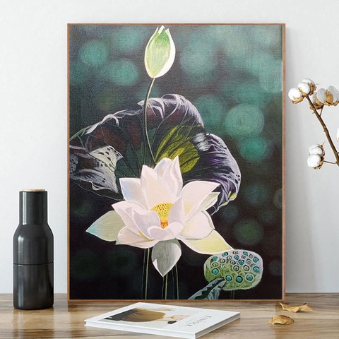 004HS Tranh Tráng Gương Hoa Sen