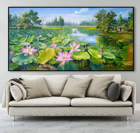 002HS Tranh Tráng Gương Hoa Sen