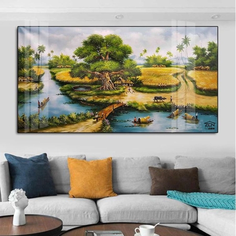 ĐQ12 Tranh Phong Cảnh Đồng Quê Tráng Gương