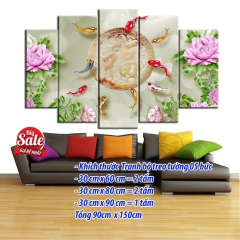 58CC Tranh Canvas Cửu Ngư Quần Hội
