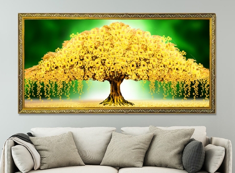 02ZHD Tranh Tráng Gương Cây Kim Tiền