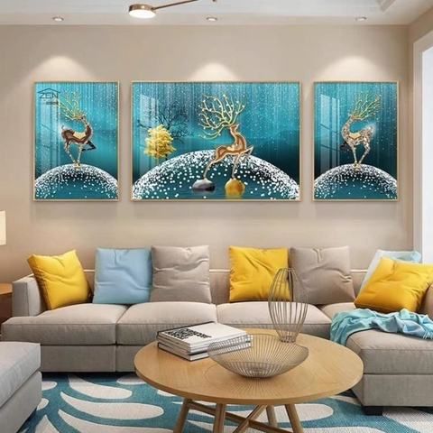 KD33 Tranh Khảm Đá Pha Lê Hươu