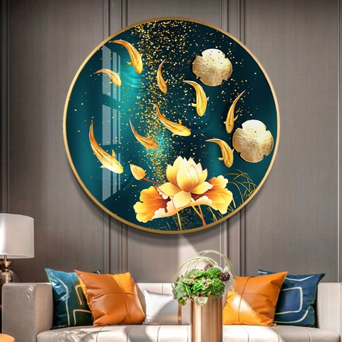 0027ZT Tranh Tròn Tráng Gương Cửu Ngư Quần Hội
