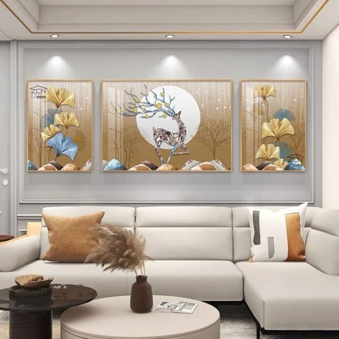 KD31 Tranh Khảm Đá Pha Lê Hươu