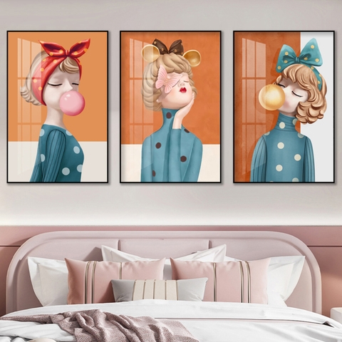 011PB Tranh Cô Gái Sứ Tráng Gương Phòng Ngủ Cho Bé