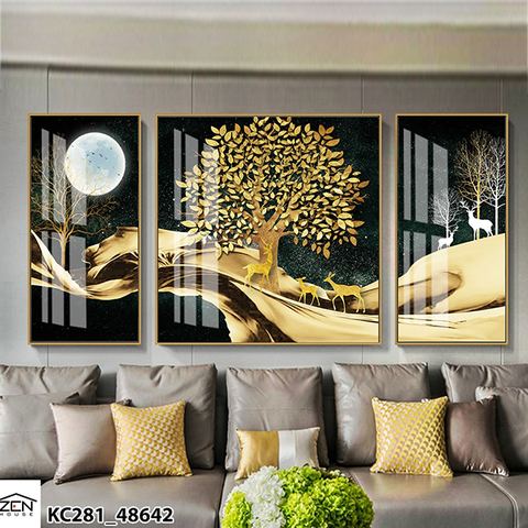 Tranh Hươu Dưới Ánh Trăng